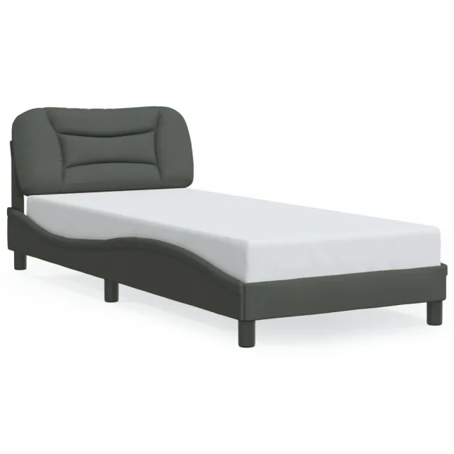 Cadre de lit avec LED sans matelas Hvar gris foncé 80x200 cm tissu