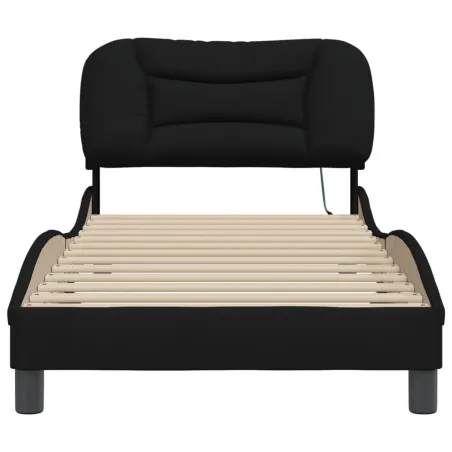 Cadre de lit avec LED sans matelas Hvar noir 80x200 cm tissu