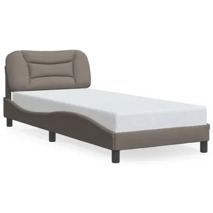 Cadre de lit avec LED sans matelas Hvar taupe 80x200 cm tissu 2