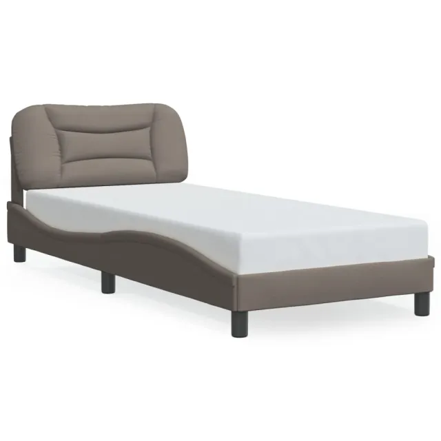 Cadre de lit avec LED sans matelas Hvar taupe 80x200 cm tissu