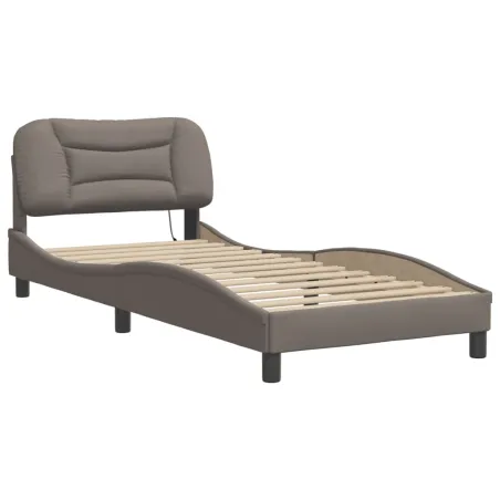 Cadre de lit avec LED sans matelas Hvar taupe 80x200 cm tissu