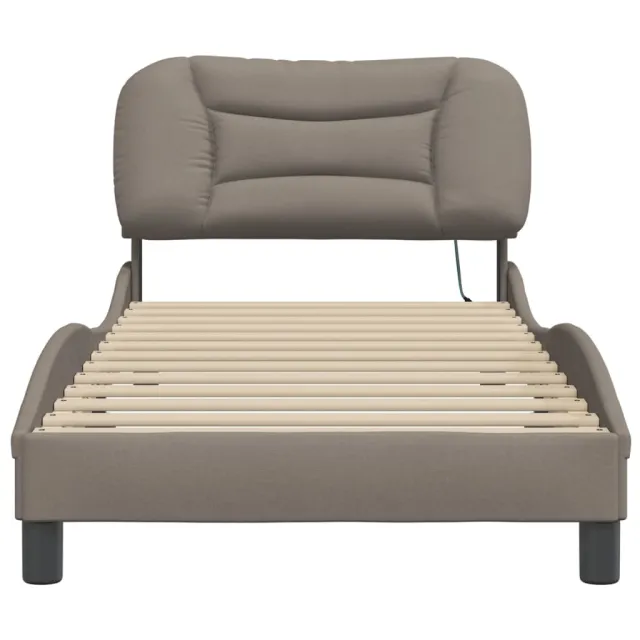 Cadre de lit avec LED sans matelas Hvar taupe 80x200 cm tissu