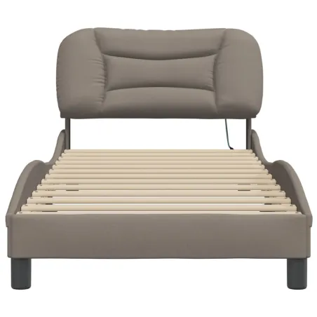 Cadre de lit avec LED sans matelas Hvar taupe 80x200 cm tissu