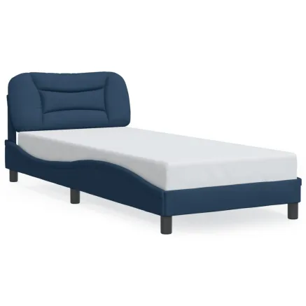 Cadre de lit avec LED sans matelas Hvar bleu 80x200 cm tissu 2