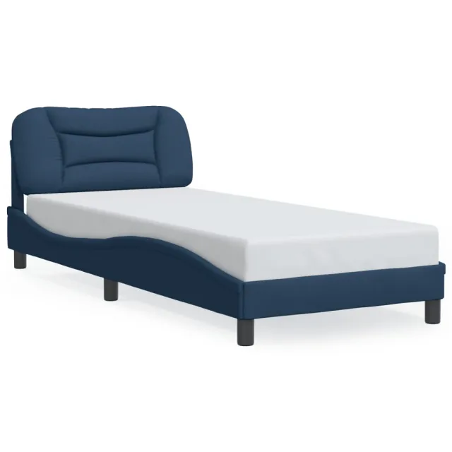 Cadre de lit avec LED sans matelas Hvar bleu 80x200 cm tissu