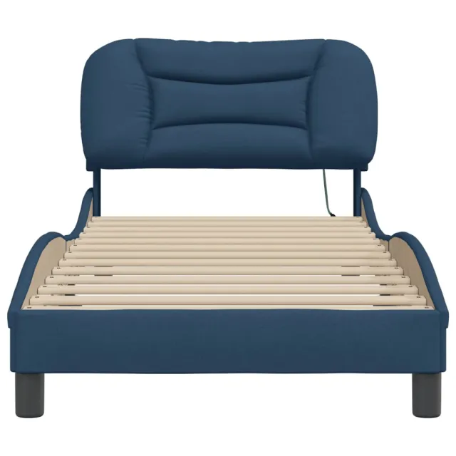 Cadre de lit avec LED sans matelas Hvar bleu 80x200 cm tissu