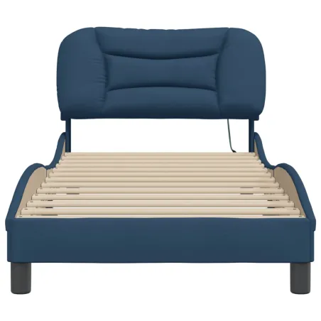 Cadre de lit avec LED sans matelas Hvar bleu 80x200 cm tissu