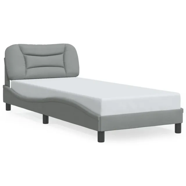 Cadre de lit avec LED sans matelas Hvar gris clair 90x190 cm tissu