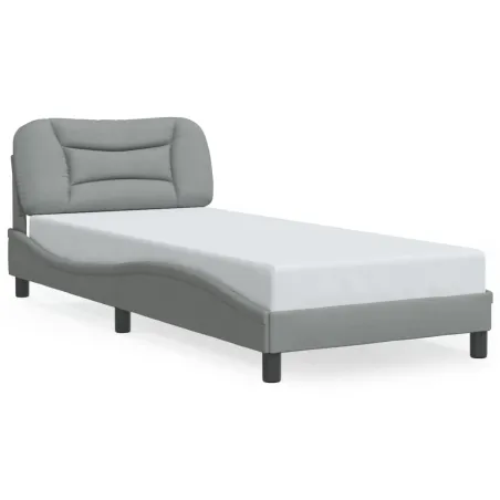 Cadre de lit avec LED sans matelas Hvar gris clair 90x190 cm tissu