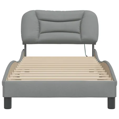 Cadre de lit avec LED sans matelas Hvar gris clair 90x190 cm tissu