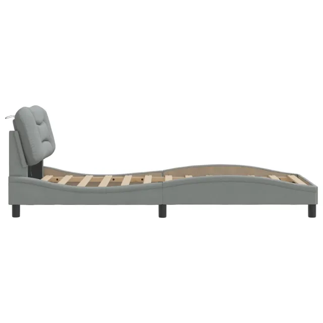 Cadre de lit avec LED sans matelas Hvar gris clair 90x190 cm tissu