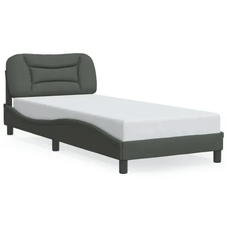 Cadre de lit avec LED sans matelas Hvar gris foncé 90x190 cm tissu
