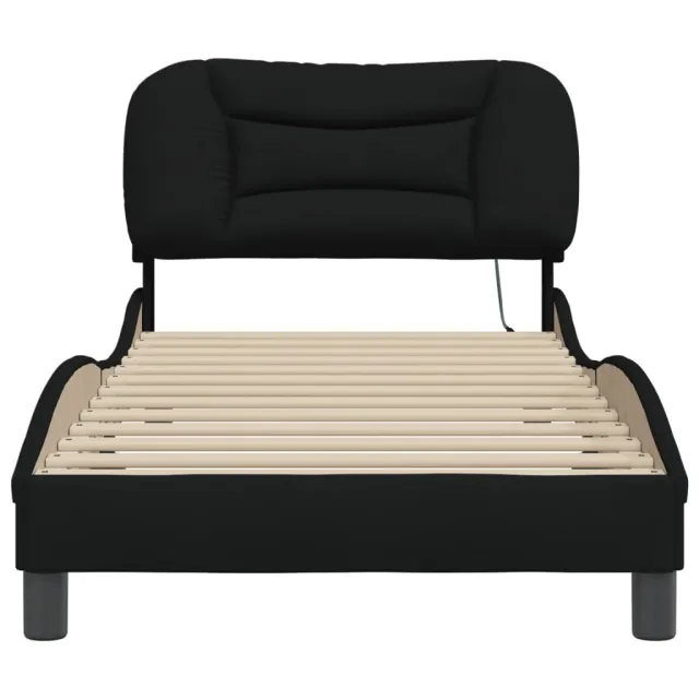 Cadre de lit avec LED sans matelas Hvar noir 90x190 cm tissu