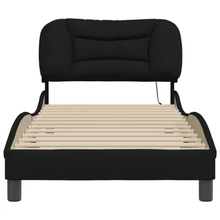 Cadre de lit avec LED sans matelas Hvar noir 90x190 cm tissu