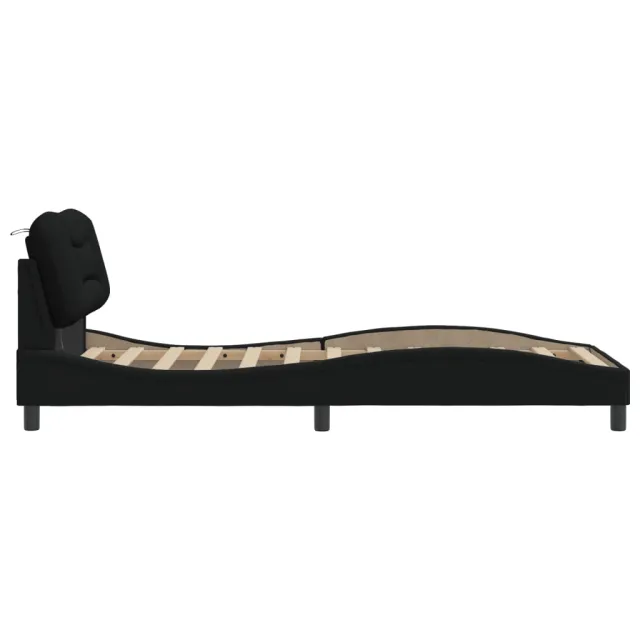 Cadre de lit avec LED sans matelas Hvar noir 90x190 cm tissu