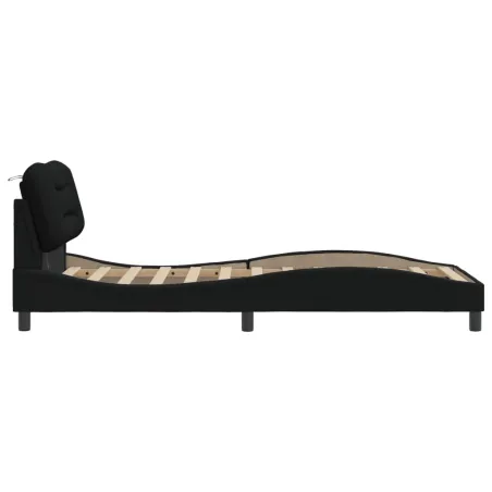 Cadre de lit avec LED sans matelas Hvar noir 90x190 cm tissu