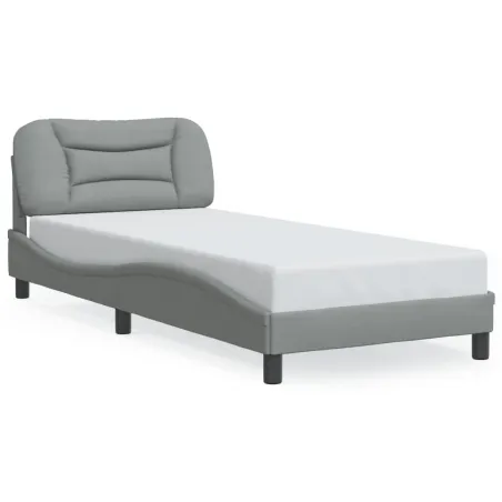 Cadre de lit avec LED sans matelas Hvar gris clair 90x200 cm tissu