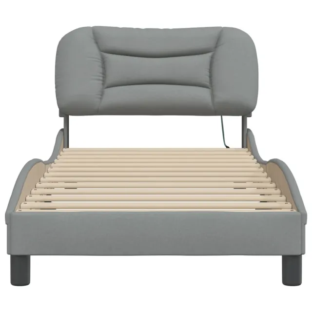 Cadre de lit avec LED sans matelas Hvar gris clair 90x200 cm tissu