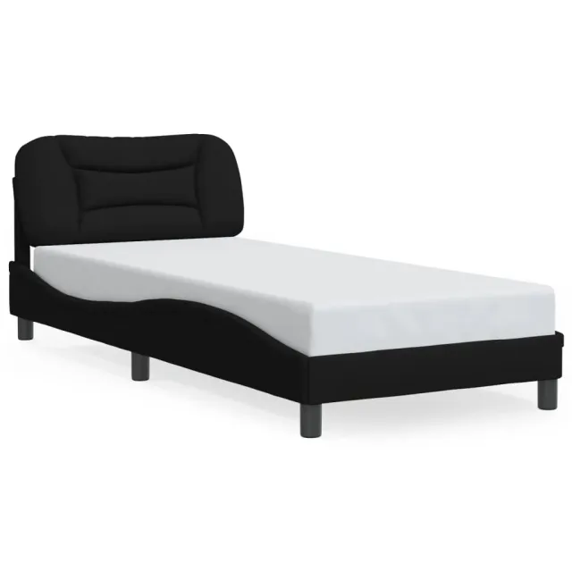 Cadre de lit avec LED sans matelas Hvar noir 90x200 cm tissu