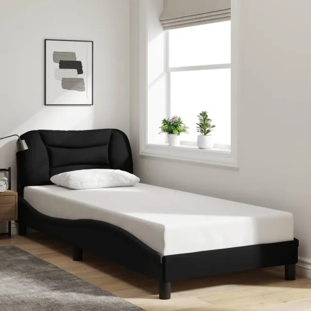 Cadre de lit avec LED sans matelas Hvar noir 90x200 cm tissu