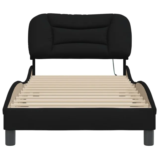 Cadre de lit avec LED sans matelas Hvar noir 90x200 cm tissu