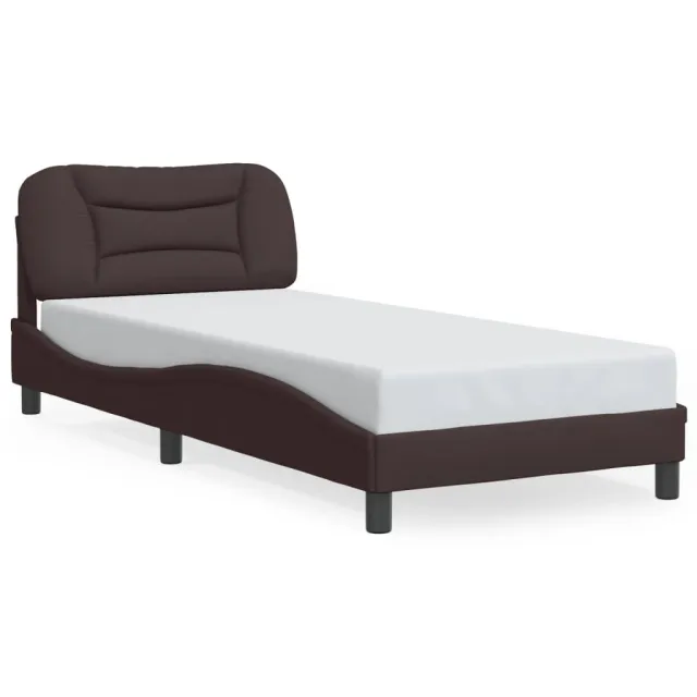 Cadre de lit avec LED sans matelas Hvar marron foncé 90x200 cm tissu