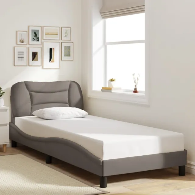Cadre de lit avec LED sans matelas Hvar taupe 90x200 cm tissu