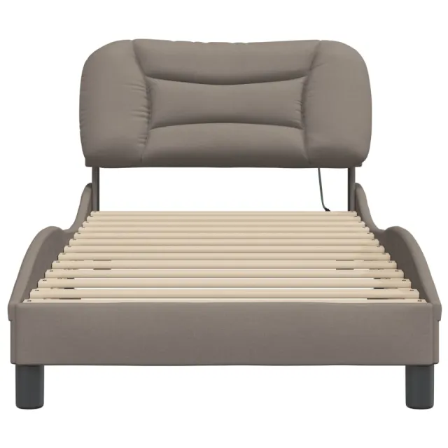 Cadre de lit avec LED sans matelas Hvar taupe 90x200 cm tissu