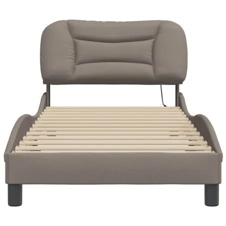 Cadre de lit avec LED sans matelas Hvar taupe 90x200 cm tissu