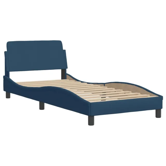 Cadre de lit avec LED sans matelas Hvar bleu 90x200 cm tissu