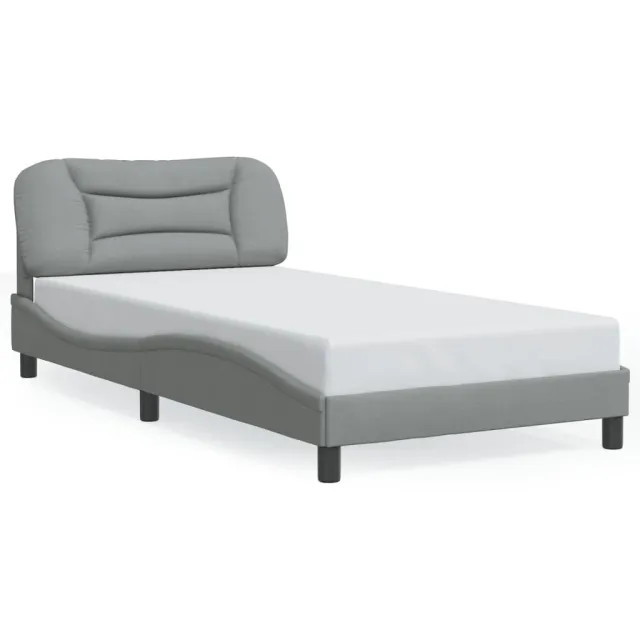 Cadre de lit avec LED sans matelas Hvar gris clair 100x200 cm tissu