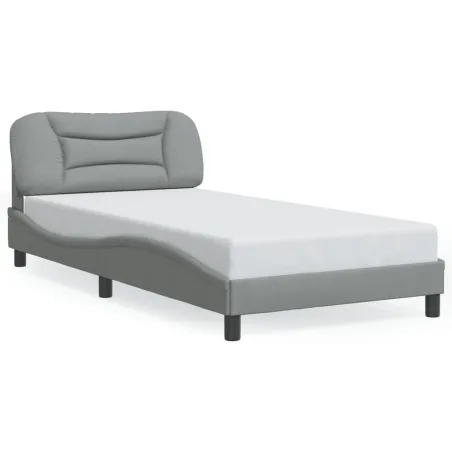Cadre de lit avec LED sans matelas Hvar gris clair 100x200 cm tissu
