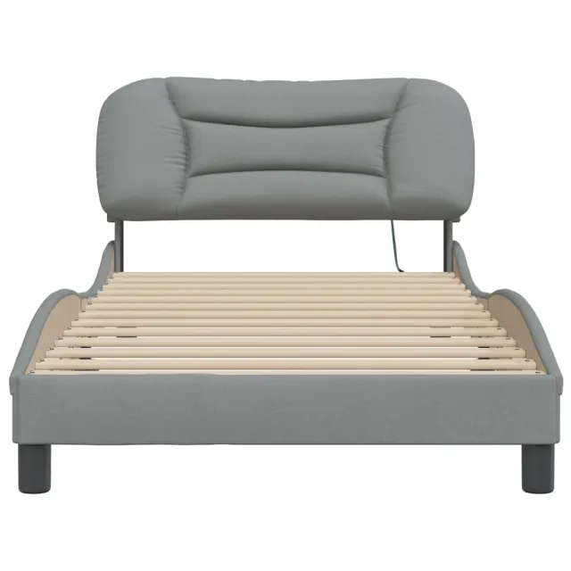 Cadre de lit avec LED sans matelas Hvar gris clair 100x200 cm tissu