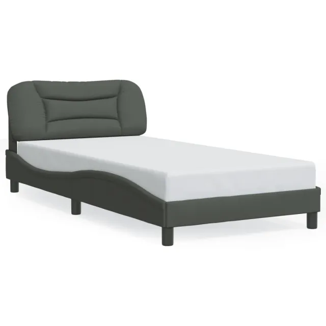 Cadre de lit avec LED sans matelas Hvar gris foncé 100x200 cm tissu