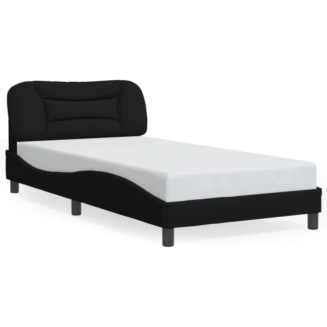 Cadre de lit avec LED sans matelas Hvar noir 100x200 cm tissu