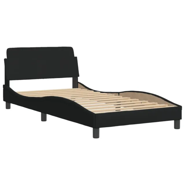 Cadre de lit avec LED sans matelas Hvar noir 100x200 cm tissu
