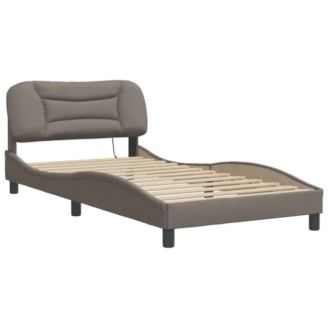 Cadre de lit avec LED sans matelas Hvar taupe 100x200 cm tissu