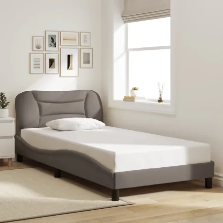Cadre de lit avec LED sans matelas Hvar taupe 100x200 cm tissu