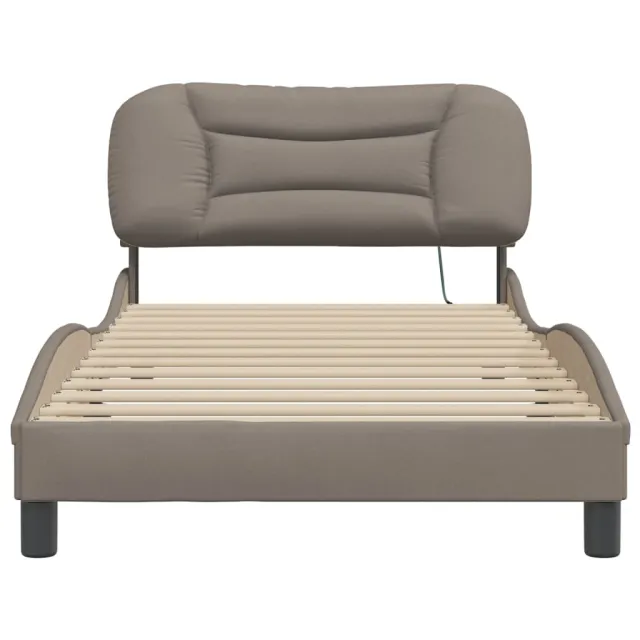 Cadre de lit avec LED sans matelas Hvar taupe 100x200 cm tissu