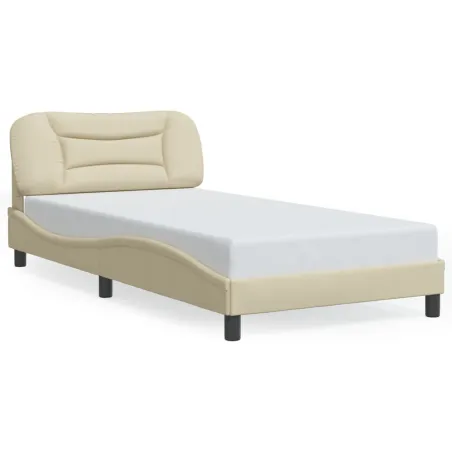 Cadre de lit avec LED sans matelas Hvar crème 100x200 cm tissu