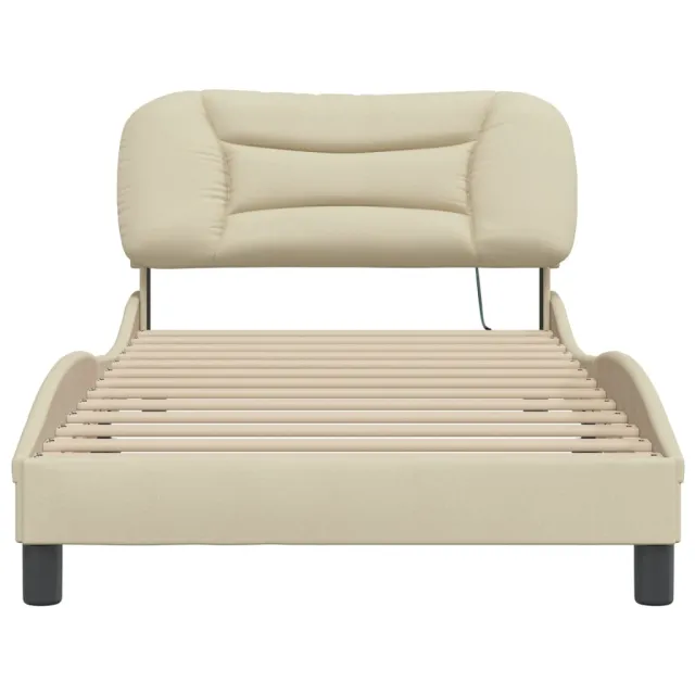 Cadre de lit avec LED sans matelas Hvar crème 100x200 cm tissu