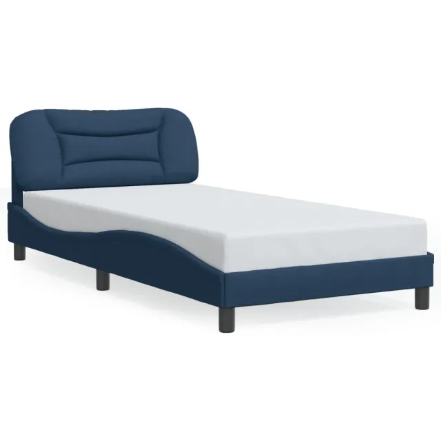 Cadre de lit avec LED sans matelas Hvar bleu 100x200 cm tissu