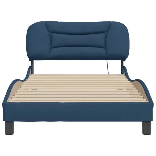 Cadre de lit avec LED sans matelas Hvar bleu 100x200 cm tissu