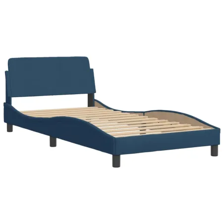 Cadre de lit avec LED sans matelas Hvar bleu 100x200 cm tissu
