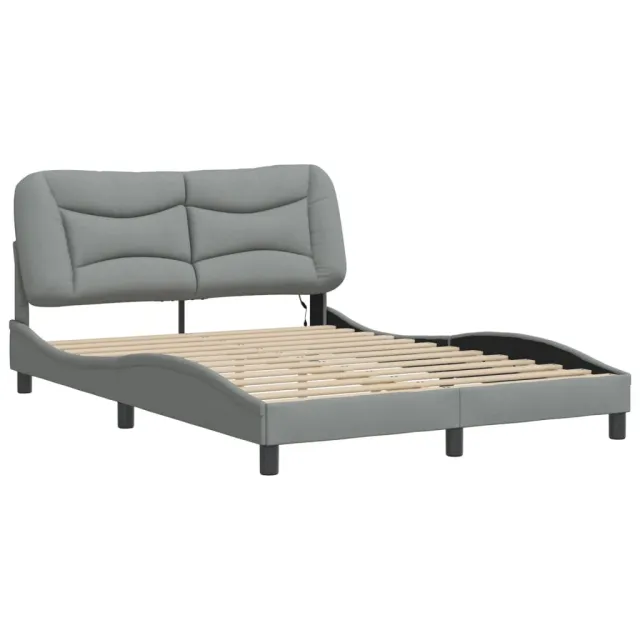 Cadre de lit avec LED sans matelas Hvar gris clair 120x200 cm tissu