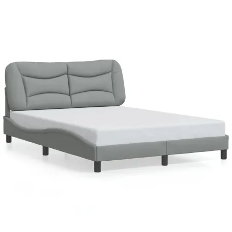 Cadre de lit avec LED sans matelas Hvar gris clair 120x200 cm tissu