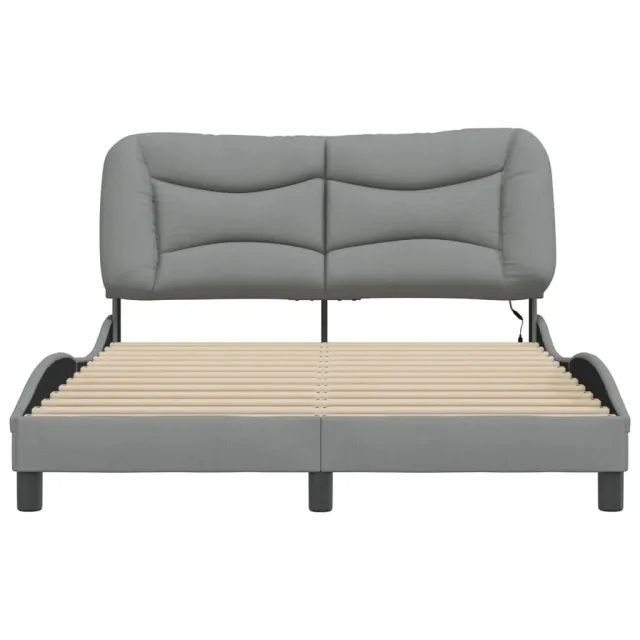 Cadre de lit avec LED sans matelas Hvar gris clair 120x200 cm tissu
