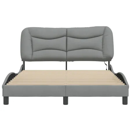 Cadre de lit avec LED sans matelas Hvar gris clair 120x200 cm tissu