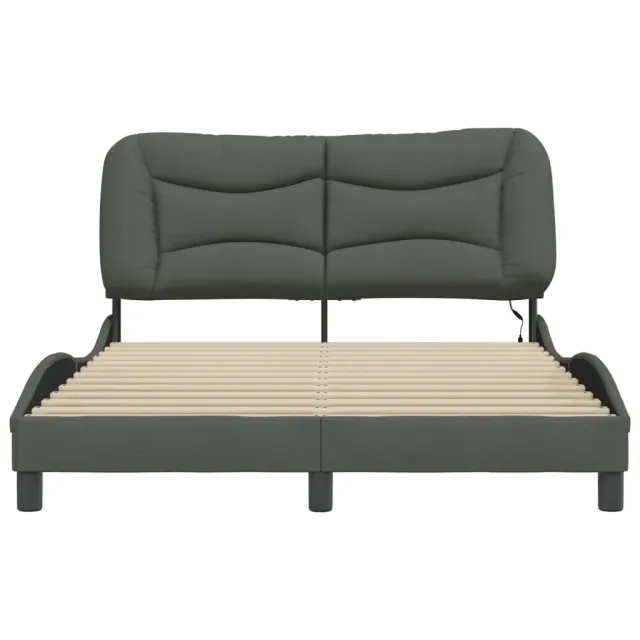 Cadre de lit avec LED sans matelas Hvar gris foncé 120x200 cm tissu