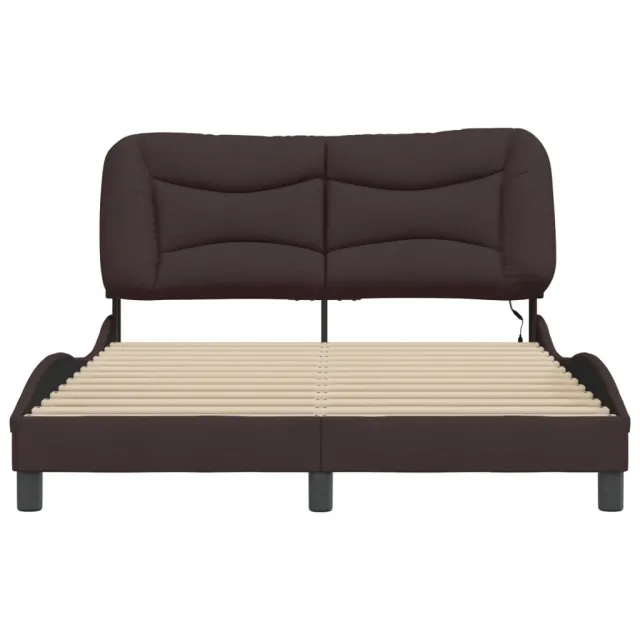Cadre de lit avec LED sans matelas Hvar marron foncé 120x200cm tissu